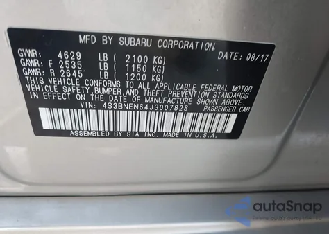 2018 Subaru Legacy 3.6R Limited из США, поврежденный, VIN 4S3BNEN64J3007828